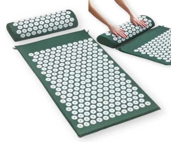 Килимок масажно-акупунктурний Acupressure mat з подушкою Acupressure Mat or Bed of Nails Зелений (385)