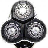 Електробритва для чоловіків роторна для вологого та сухого гоління з плаваючими головками XPRO GM-7719 чорна (GM-7719), фото 4