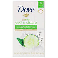 Dove, Косметическое мыло Go Fresh, Cool Moisture, аромат «Огурец и зеленый чай», 6 шт. по 113 г (Discontinued