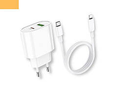 Мережевий зарядний пристрій блок живлення для телефону та планшета XPRO C95A PD20W+QC3.0 Type-C to Lightning білий (33262-01)