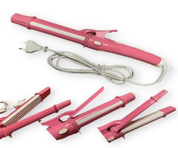 Універсальна праска плойка для укладання волосся 3в1 Kemei GB-KM-987 Рожевий (GB-KM-987_324), фото 1