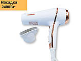Фен професійний для волосся з насадкою GEMEI GM-108 2400 Вт білий (GM-108), фото 2