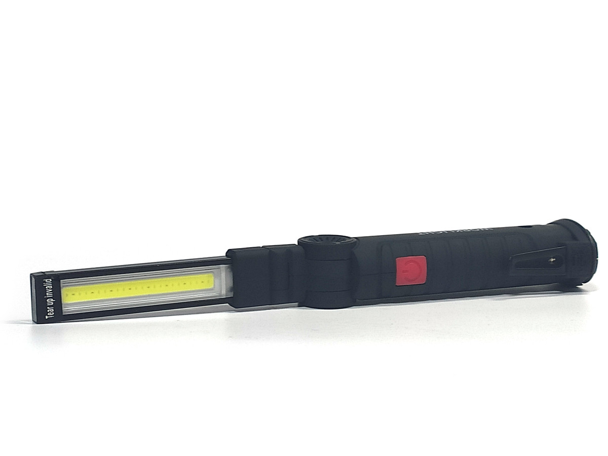 Ліхтар складаний ручний A-W51 COB+SMD з акумулятором 500 mAh, гачком для кріплення та магнітом. Біле та червоне світло.