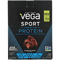 Vega, Sport Protein, протеин, шоколадный вкус, 12 пакетиков, 44 г (1,6 унции) каждый в Украине