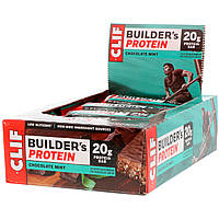Clif Bar, Протеиновый батончик Builder's с шоколадом и мятой, 12 батончиков, весом 68 г (2,40 унции) каждый в
