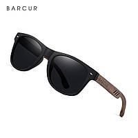 Солнцезащитные поляризационные очки BARCUR BC4235 Matte Black с деревянными дужками для мужчин и женщин