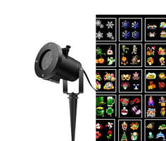 Вуличний лазерний проектор для Різдва, Нового року, Хелловіна, з 16 різними слайдами для свят Star Projector 16F(36) чорний (GR-