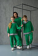 Детский костюм имитация для мальчика и девочки Unisex зелёный на рост от 116/122-152/158