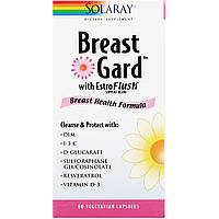 Solaray, BreastGard с EstroFlush, формула здоровья груди, 60 вегетарианских капсул в Украине