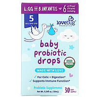 LoveBug Probiotics, пробиотик для детей, в жидкой форме, 5 млрд КОЕ, 10 мл (0,34 жидк. унции) в Украине