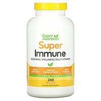 Super Nutrition, Super Immune, мультивитаминный комплекс с глутатионом для укрепления иммунитета, без железа,