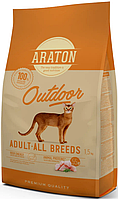 Полноценный сухой корм с курицей и индейкой для взрослых кошек ARATON OUTDOOR Adult All Breeds 1.5кг