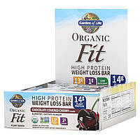 Garden of Life, Organic Fit, батончик для снижения веса с высоким содержанием протеина, вишня в шоколаде, 12 в
