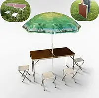 Стіл для пікніка +4 стільця + парасолька XPRO CAMPING 6в1 (e607b6-180)
