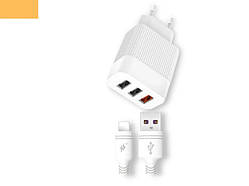 Мережевий зарядний пристрій блок живлення для телефону та планшета XPRO L72 QC3.0 + Lightning білий (MAW-41622)