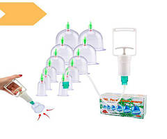 Масажні вакуумні банки для домашньої терапії білі антицелюлітні з насосом 12 шт (BELLYLADY_200)