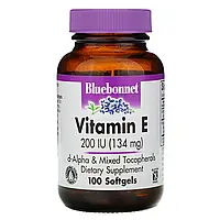 Bluebonnet Nutrition, Витамин E, 200 МЕ, 100 гелевых капсул в Украине