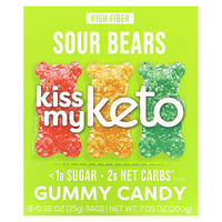 Kiss My Keto, Gummy Candy, кислі ведмедики, 8 пакетиків, 25 г (0,88 унції) в Україні