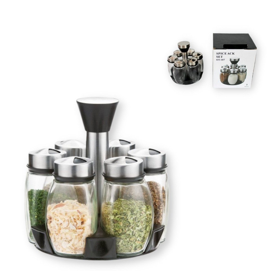 Набір для спецій spices set OT_107 скло/метал обертання на 360 градусів сріблястий (OT_107_315)