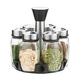 Набір для спецій spices set OT_107 скло/метал обертання на 360 градусів сріблястий (OT_107_315), фото 3