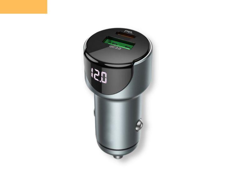 Автомобільний зарядний пристрій з вольтметром XPRO Z42 PD20W + QC18W 1USB/1Type-C чорний (23339-01), фото 1
