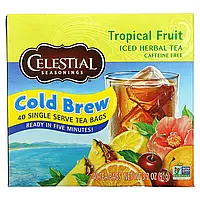 Celestial Seasonings, Холодный травяной чай Iced Herbal Tea, без кофеина, тропический фрукт, 40 пакетиков, 91