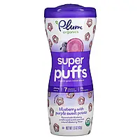 Plum Organics, Super Puffs, снек з органічних злаків, лохина з фіолетовим бататом, 42 г (1,5 унції)