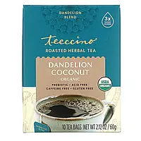 Teeccino, Органический жареный травяной чай, одуванчик и кокос, без кофеина, 10 чайных пакетиков, 2,12 унции в