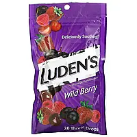 Luden's, Леденцы с пектином / успокаивающее средство для полости рта, лесные ягоды, 30 капель для горла в