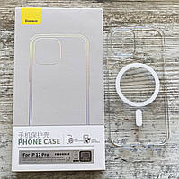 Прозрачный чехол Magsafe Baseus Crystal Magnetic для iPhone 12 Pro + защитное стекло