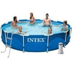 Каркасний басейн Intex 28210 - 6, 366 x 76 см (3 785 л/год, підстилка, тент, сходи 91 см)