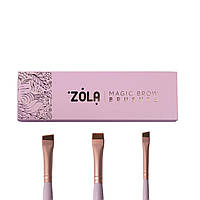ZOLA Набір кистей професійний для фарбування брів MAGIC BROW BRUSHES світло-рожевий