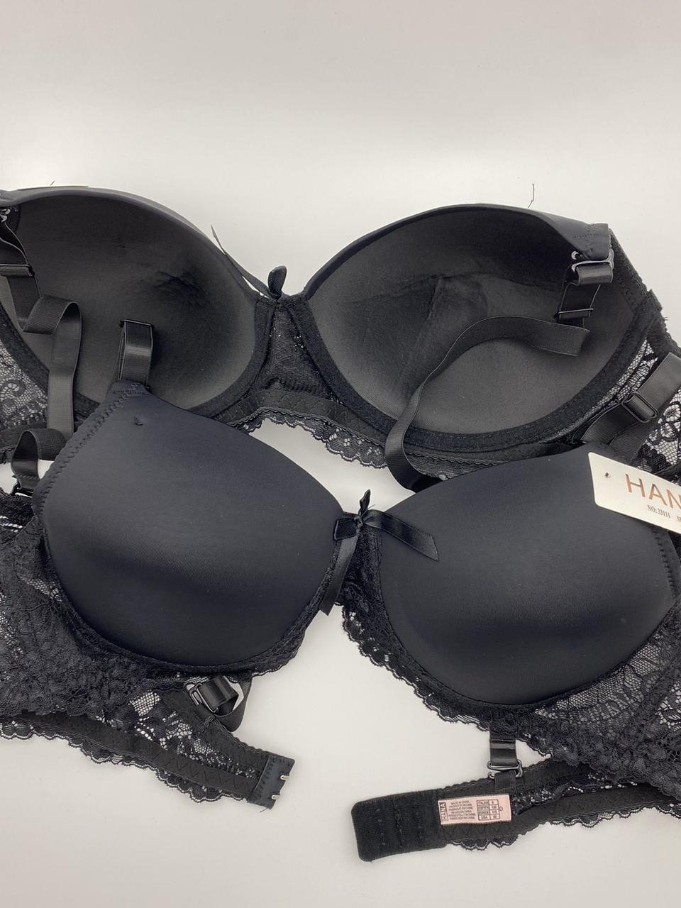 Бюстгальтер гладкий чорний HANA чашка D на 3 гачки 33111-4, фото 1