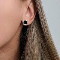 Срібні сережки пусети з чорним оніксом