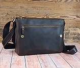 Чоловіча шкіряна сумка через плече GS 35*24*8 см коричнева, фото 2