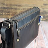 Чоловіча шкіряна сумка через плече GS 35*24*8 см коричнева, фото 4