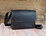 Чоловіча шкіряна сумка через плече GS 35*24*8 см коричнева, фото 7