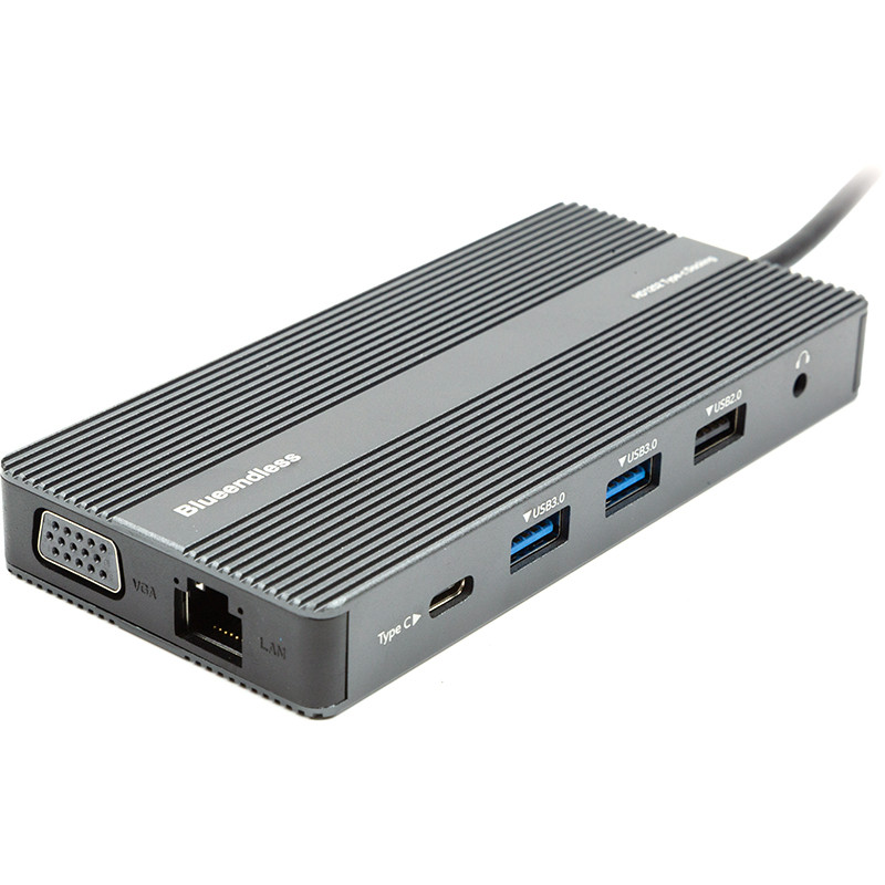 USB-хаб Blueendless USB Type-C - 2xHDMI, VGA, LAN, 3xUSB Type-A, SD, TF, USB Type-C PD100W, Aux CA913886
