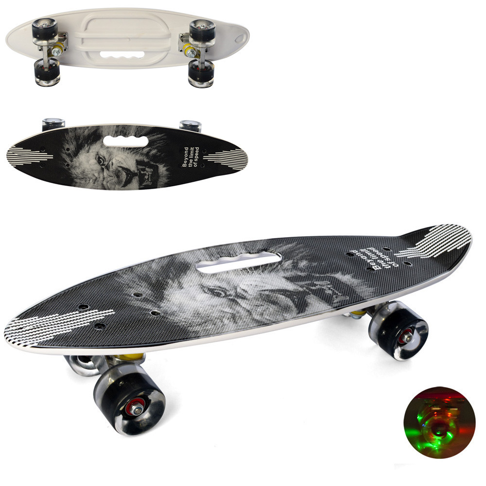 Скейт (пінні борд) Penny board (дека з ручкою, колеса світяться) ТМ Best Board арт. З 32040/2