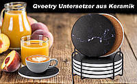 Qveetry Coasters Glasses, набор из 6 подставок с основанием, мраморные подставки для напитков