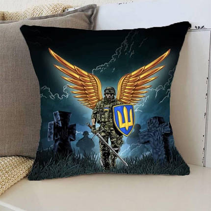 Подушка патріотична 3D Крилатий Воїн 2728_D 12780 35х35 см ID 4572687, фото 1