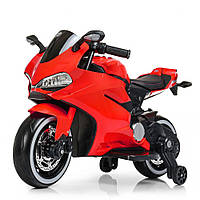 Детский электромотоцикл Ducati на аккумуляторе с светом фар и подсветкой колес Bambi M 4104EL-3 Красный