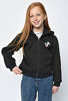 Спортивная кофта детская девочка на флисе черного цвета 153362S