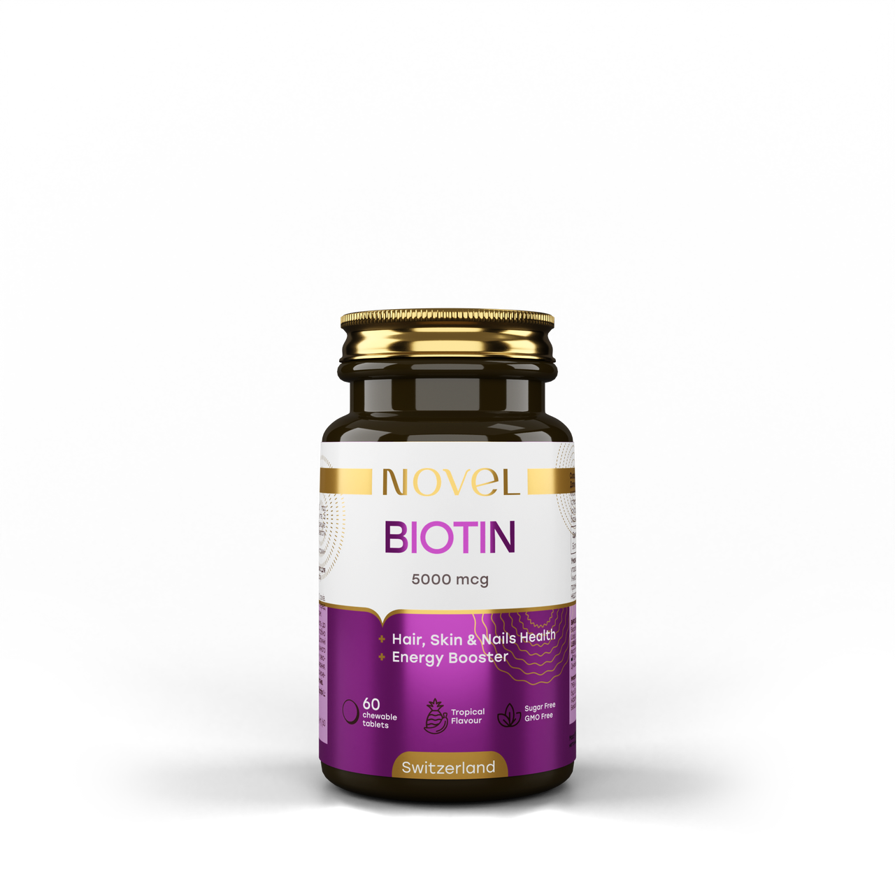 Біотин NOVEL Biotin 5000 мкг 60 жувальних таблеток