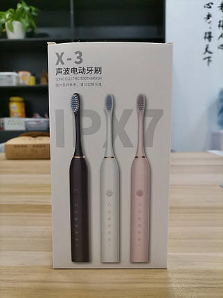 Електрична зубна щітка SONIC TOOTHBRUSH X-3, 6 режимів 4 насадки, звукова зубна щітка (200), фото 1