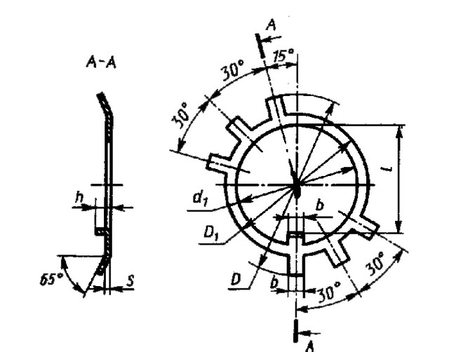 Шайба М10 стопорная многолапчатая ГОСТ 11872-80, DIN 5406