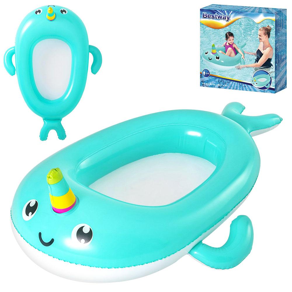 Надувний дитячий пліт для плавання Bestway 34120 Нарвал, розмір 118х89 см, фото 1