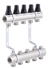 Колектор на 5 виходів з кріпленням для теплої підлоги, опалення