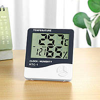 Термометр-гігрометр метеостанція HTC-1 з годинником і датчиком температури