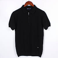 Мужская футболка Поло с резинкой внизу, мягкий тянущийся материал, цвет темно-серый Черный, M